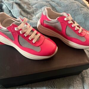 Prada Pink and Gray Women's Athletic Sneakers